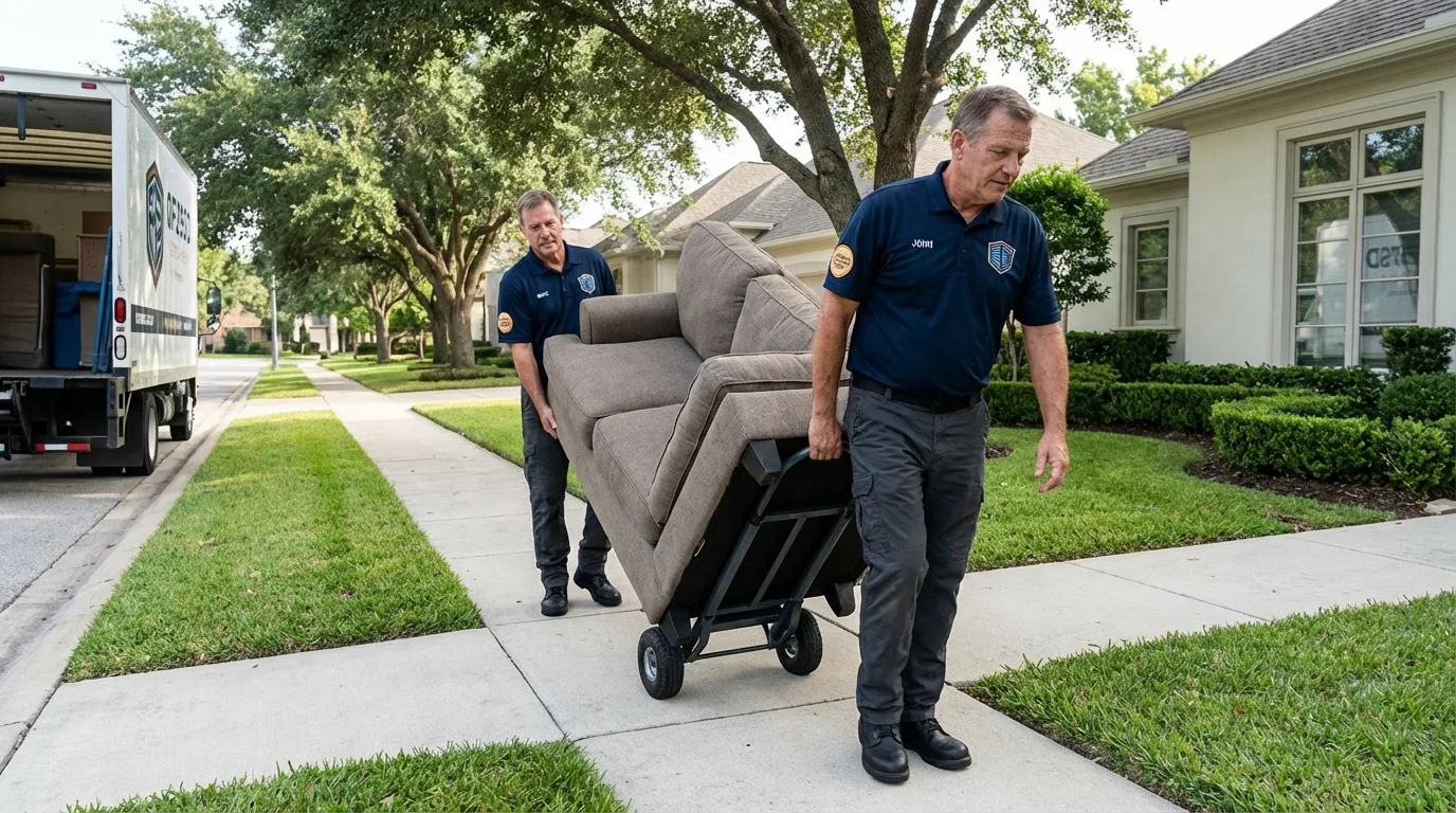 Local residential moving crew loading furniture in Goshen, OH